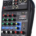 Ultra Low-Noise 4 Channels Audio Mixer - Sound Mixing Console Line Mixer with Built-in 48V Phantom Power and Sound Card for Home Music Production, Webcast, K Song and Other Needs by YOUSHARES | DJBJoRN