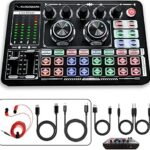 KILOGOGRAPH Sound Board F999 Plus - Audio Mixer with Effects, Audio Interface for PC Mac iOS Android, External Sound Card for Streaming Podcast Record, LED Light, DJ Mixer, Voice Changer, Soundboard | DJBJoRN